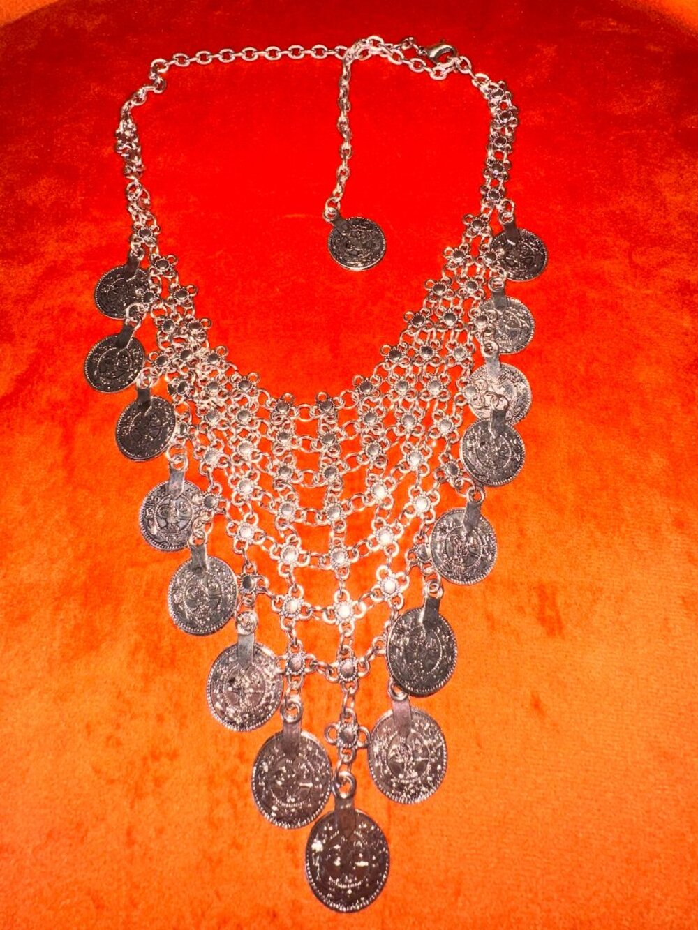 Boho Statement Silver Coin Necklace - New!